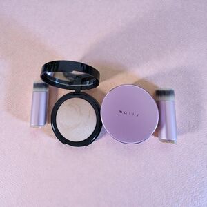 Lot Mally Skin Finisher Loose Powder Luminizer Powder 2 Mini Kabuki Brush